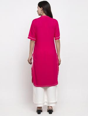 solid straight kurta - 17443123 - Standard Image - 3