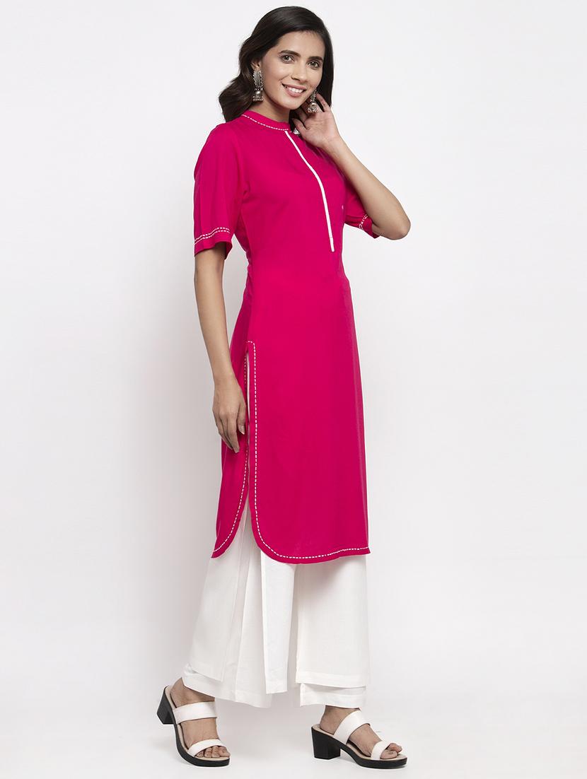 solid straight kurta - 17443123 - Zoom Image - 2