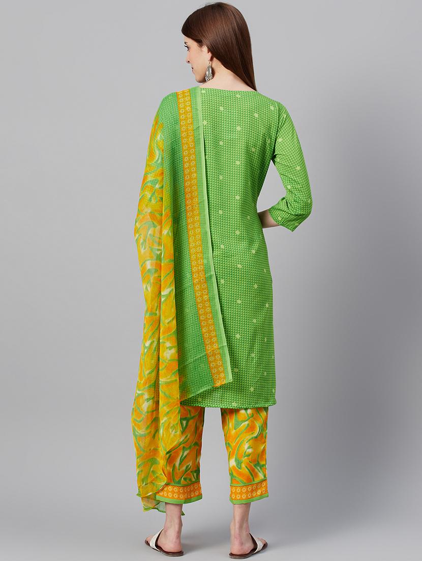 green crepe suit combos unstitched - 17443240 - Zoom Image - 3