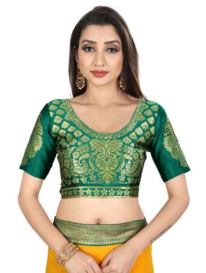 solid bordered saree with blouse - 17443838 - Standard Image - 3