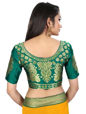 solid bordered saree with blouse - 17443838 - Standard Image - 4