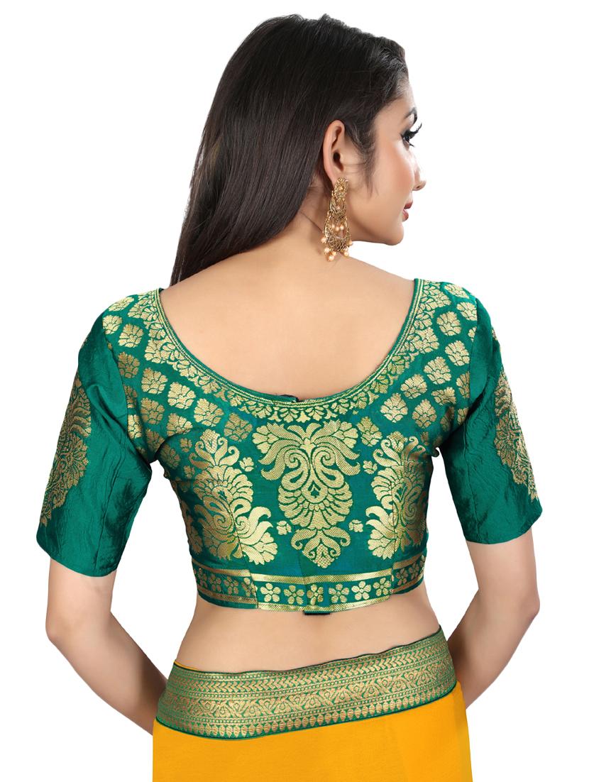 solid bordered saree with blouse - 17443838 - Zoom Image - 4