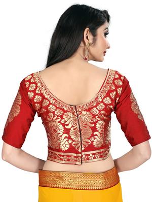 solid bordered saree with blouse - 17443842 - Standard Image - 4
