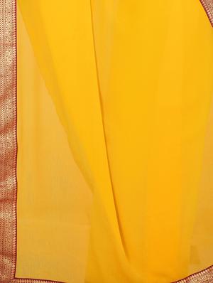 solid bordered saree with blouse - 17443842 - Standard Image - 5