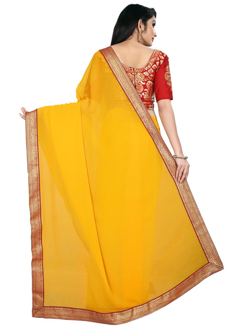 solid bordered saree with blouse - 17443842 - Zoom Image - 2