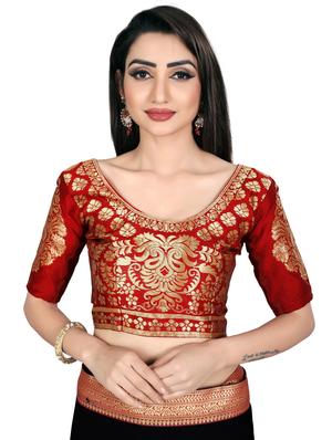 solid bordered saree with blouse - 17443843 - Standard Image - 3