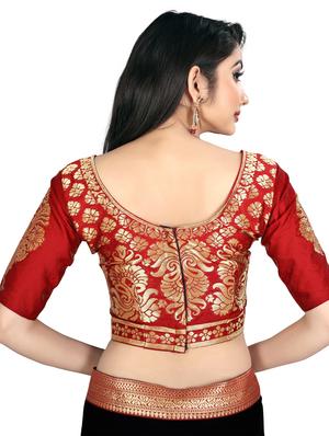 solid bordered saree with blouse - 17443843 - Standard Image - 4