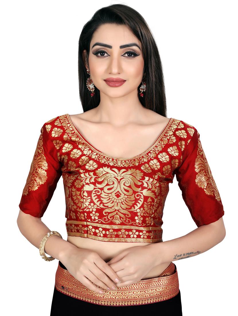 solid bordered saree with blouse - 17443843 - Zoom Image - 3