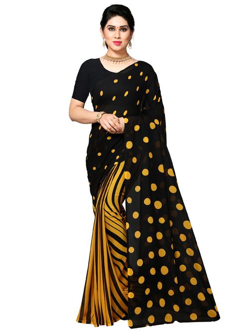 polka dot printed saree with blouse - 17443846 - Standard Image - 1