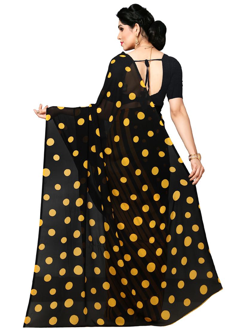 polka dot printed saree with blouse - 17443846 - Zoom Image - 2