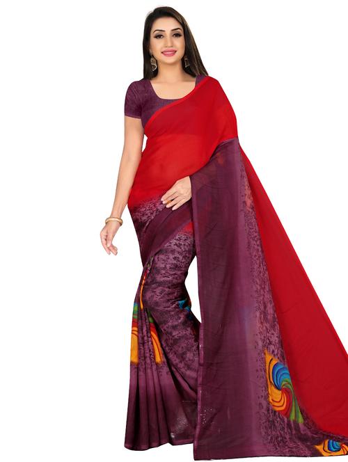 bordered printed saree with blouse - 17444114 - Standard Image - 1