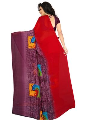 bordered printed saree with blouse - 17444114 - Standard Image - 2