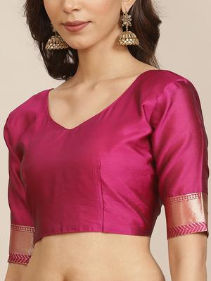 magenta banarasi saree with blouse - 17444274 - Standard Image - 3