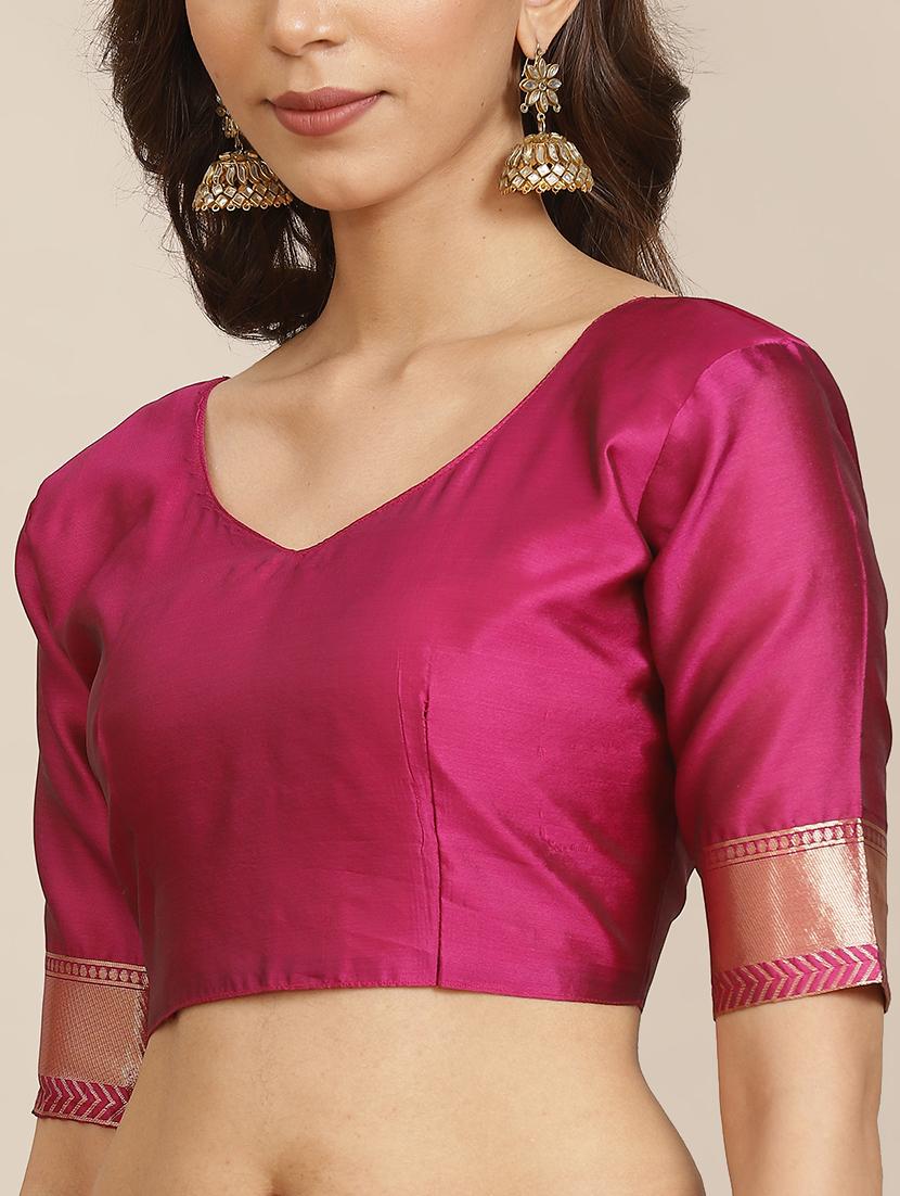 magenta banarasi saree with blouse - 17444274 - Zoom Image - 3