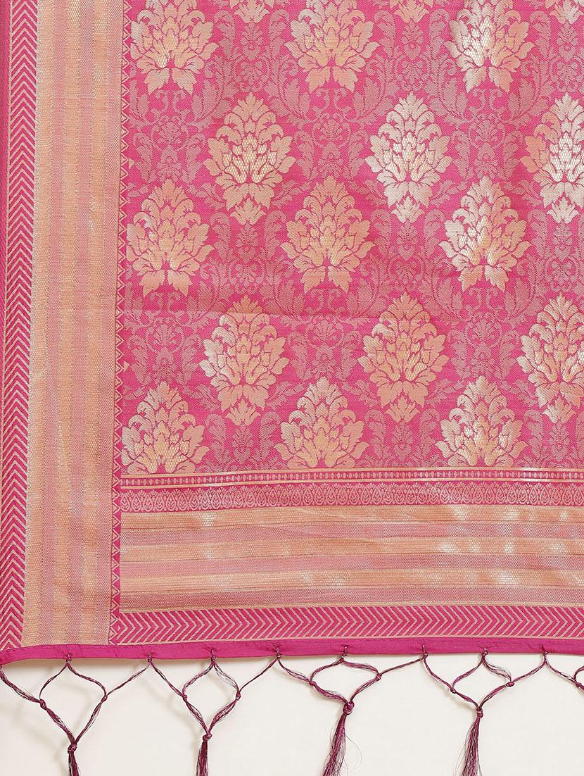 magenta banarasi saree with blouse - 17444274 - Zoom Image - 4