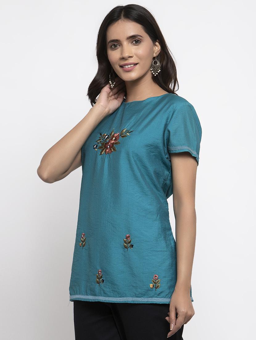 round neck embroidered tunic - 17444295 - Zoom Image - 2