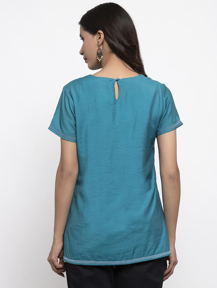 round neck embroidered tunic - 17444295 - Zoom Image - 3