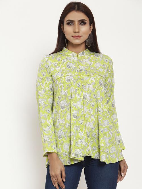 mandarin neck floral top - 17444304 - Standard Image - 1