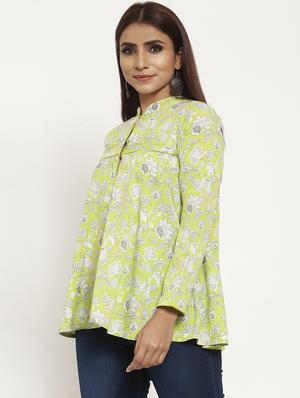 mandarin neck floral top - 17444304 - Standard Image - 2