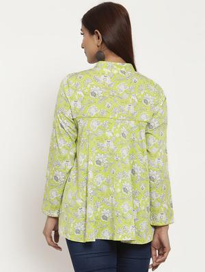 mandarin neck floral top - 17444304 - Standard Image - 3