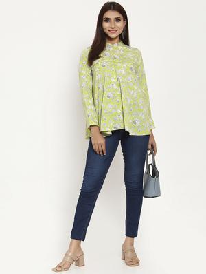 mandarin neck floral top - 17444304 - Standard Image - 4