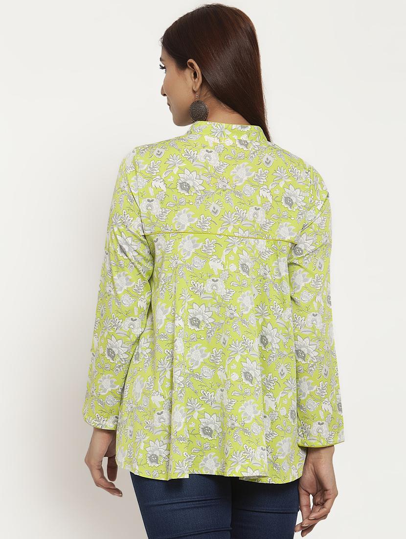 mandarin neck floral top - 17444304 - Zoom Image - 3