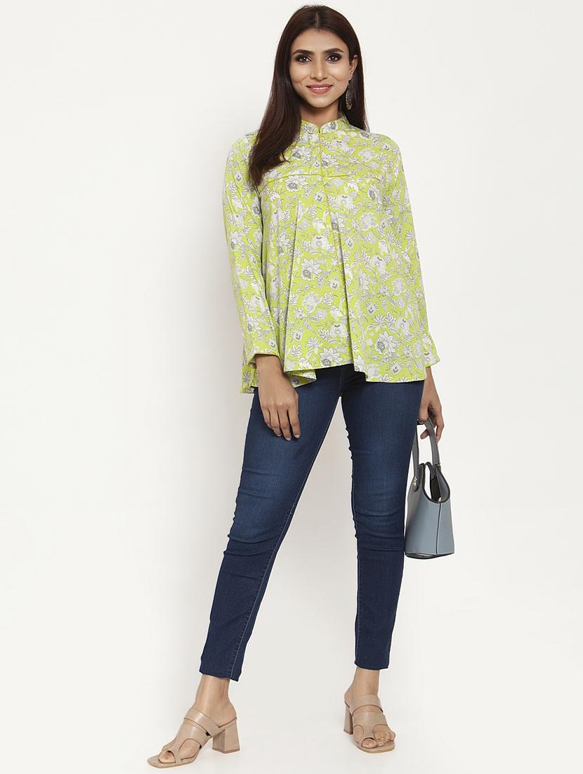 mandarin neck floral top - 17444304 - Zoom Image - 4