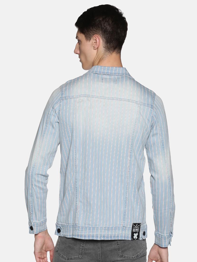 blue striped washed denim jacket - 17444369 - Zoom Image - 3