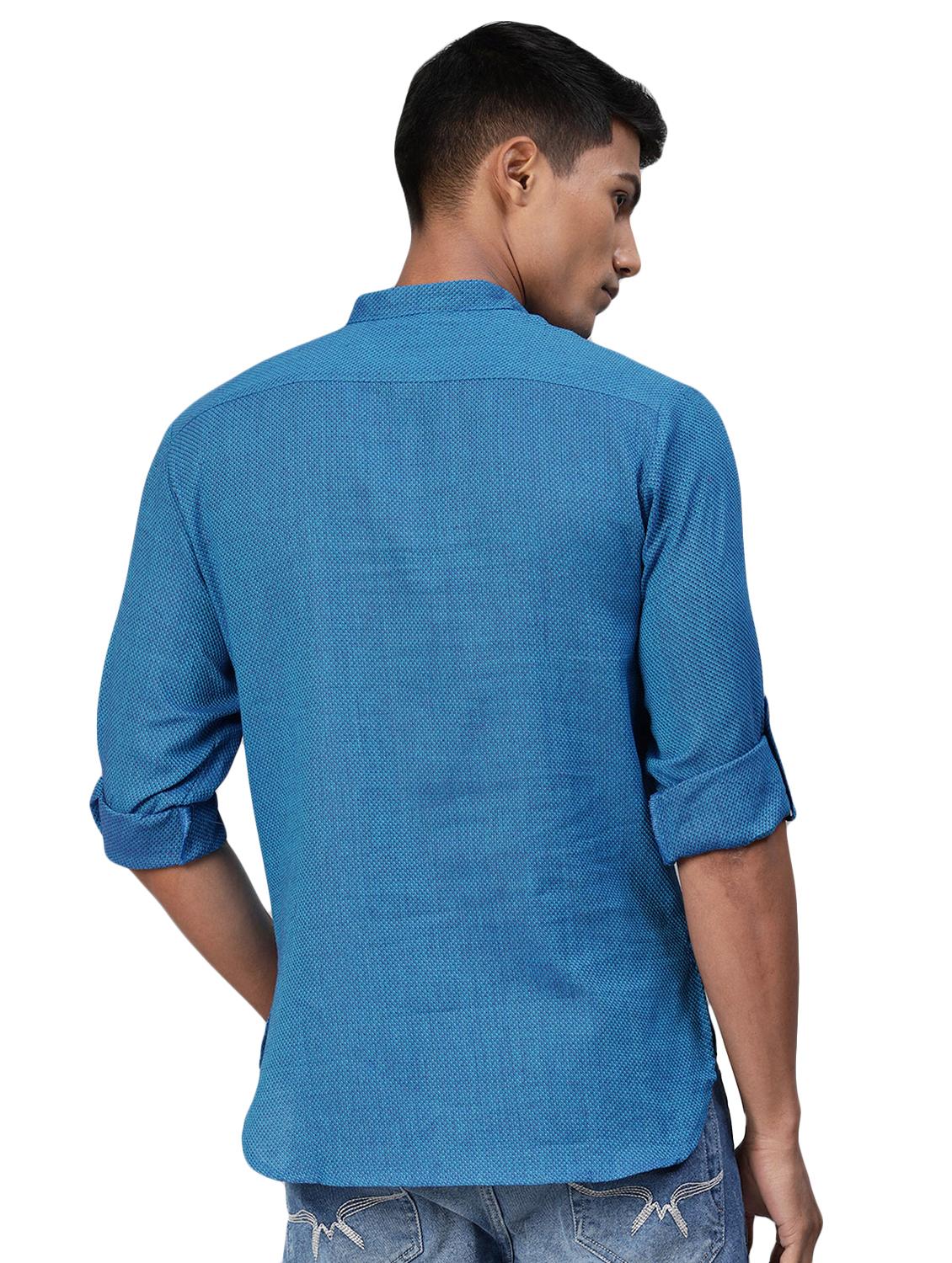 blue solid short kurta - 17444989 - Zoom Image - 3