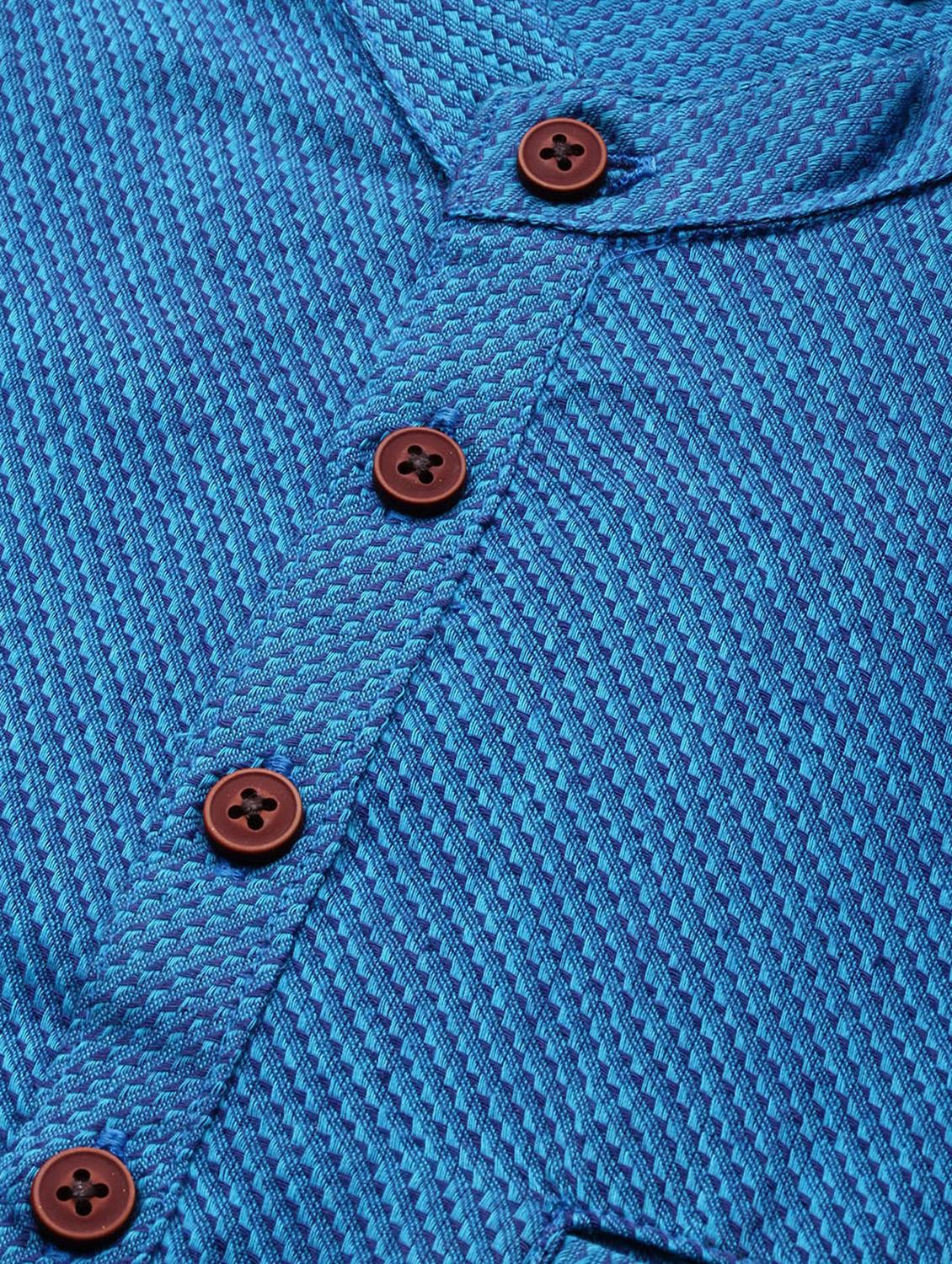 blue solid short kurta - 17444989 - Zoom Image - 5