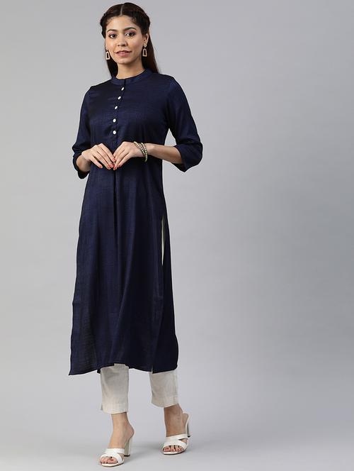 solid straight kurta - 17445049 - Standard Image - 1