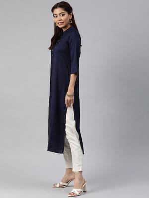 solid straight kurta - 17445049 - Standard Image - 2