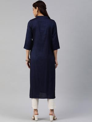 solid straight kurta - 17445049 - Standard Image - 3