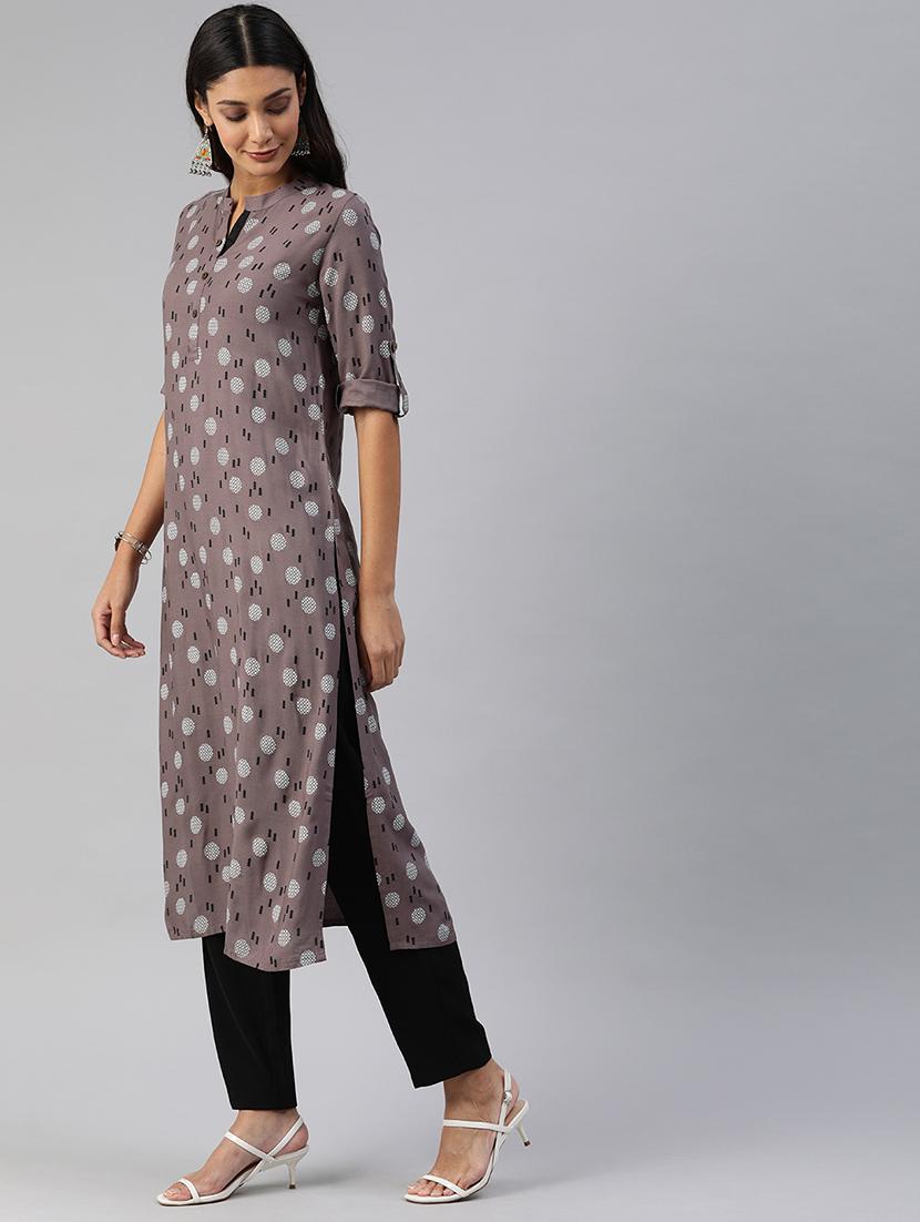 printed straight kurta - 17445059 - Zoom Image - 2