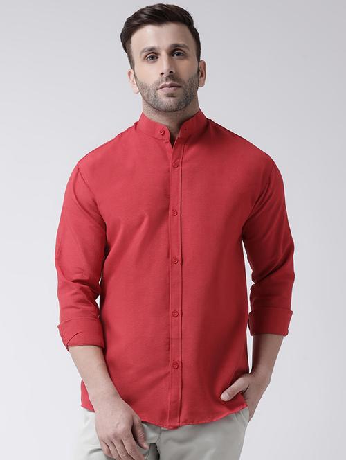 red solid casual shirt - 17445256 - Standard Image - 1