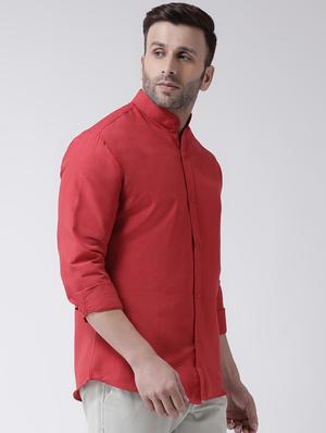 red solid casual shirt - 17445256 - Standard Image - 2