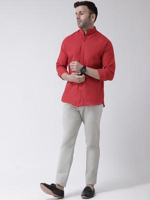 red solid casual shirt - 17445256 - Standard Image - 4