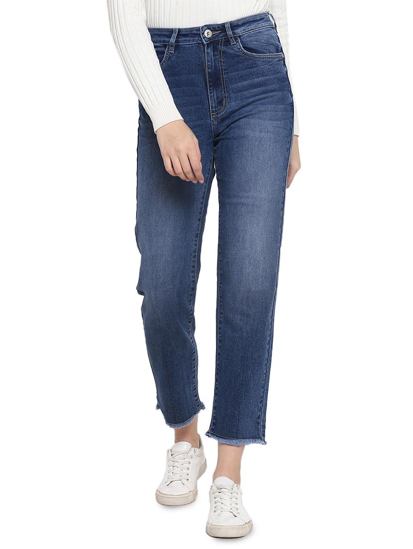 high rise frayed hem jean - 17445307 - Zoom Image - 1