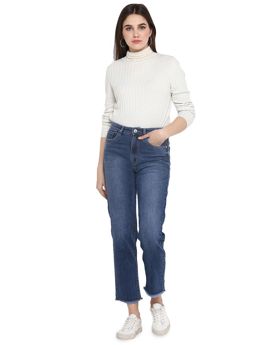 high rise frayed hem jean - 17445307 - Zoom Image - 4
