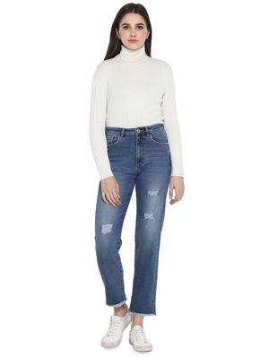 high rise frayed hem jean - 17445308 - Standard Image - 4