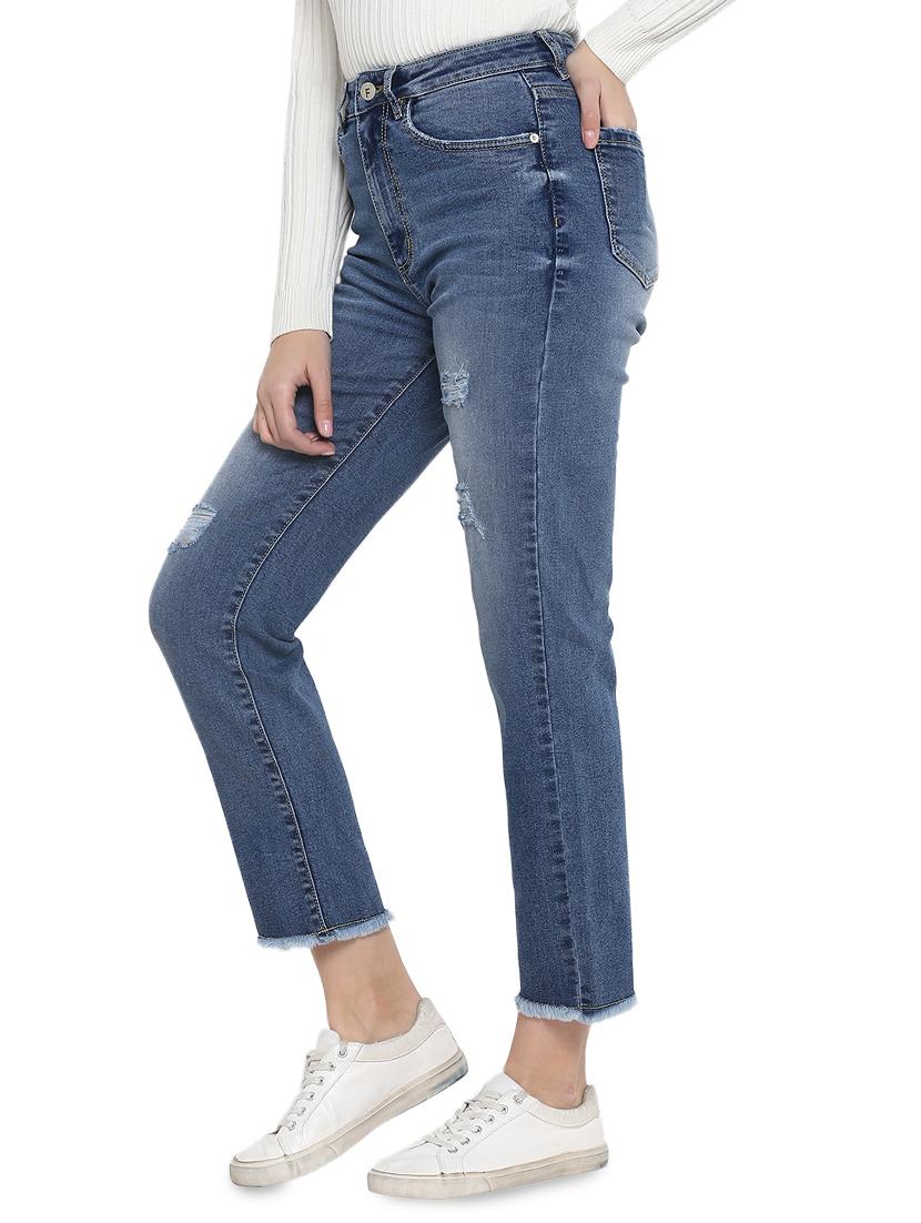 high rise frayed hem jean - 17445308 - Zoom Image - 2