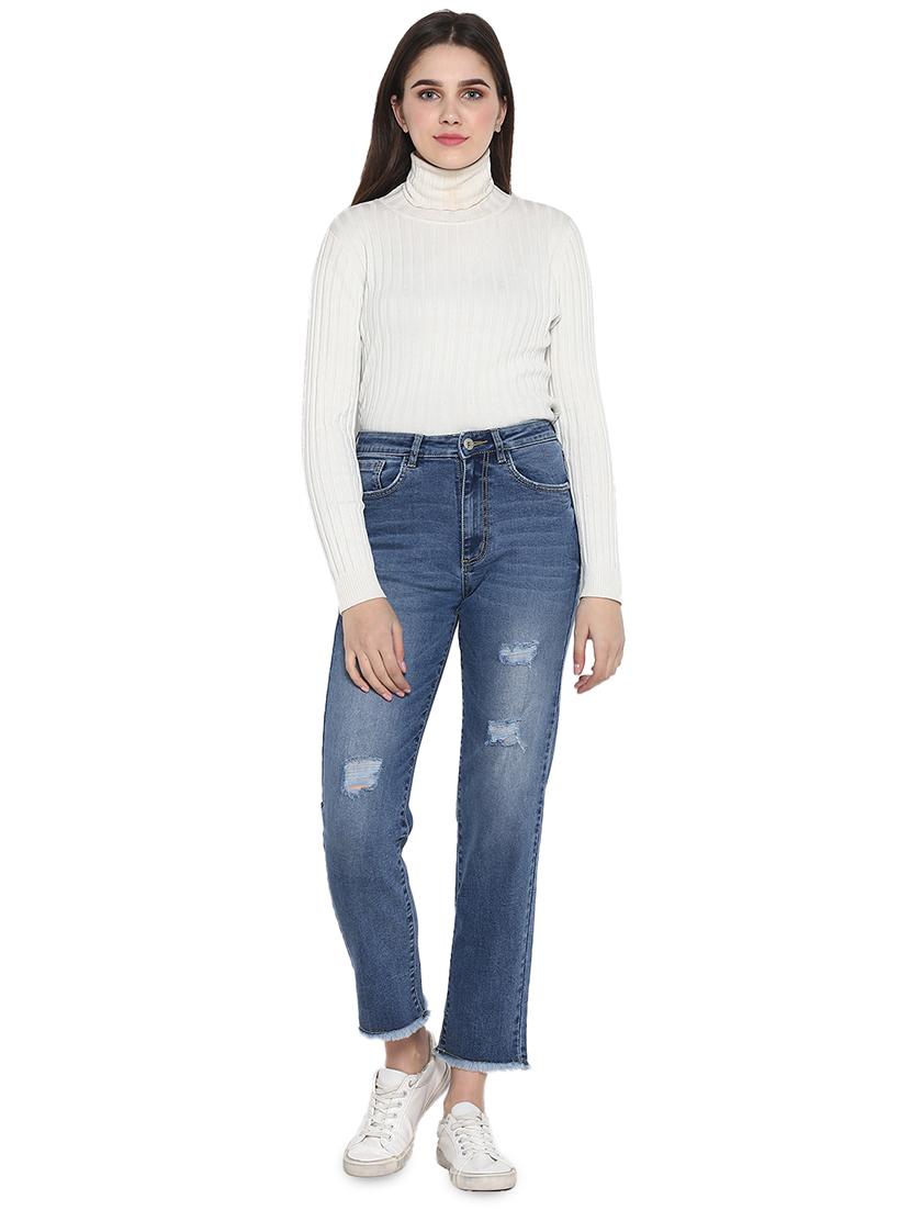 high rise frayed hem jean - 17445308 - Zoom Image - 4