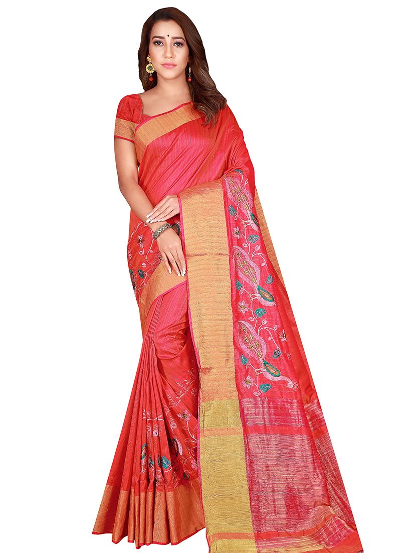 self design embroidered saree with blouse - 17445380 - Zoom Image - 1