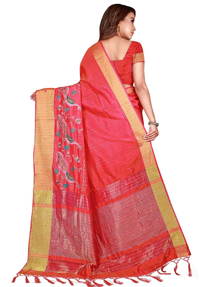 self design embroidered saree with blouse - 17445380 - Zoom Image - 2