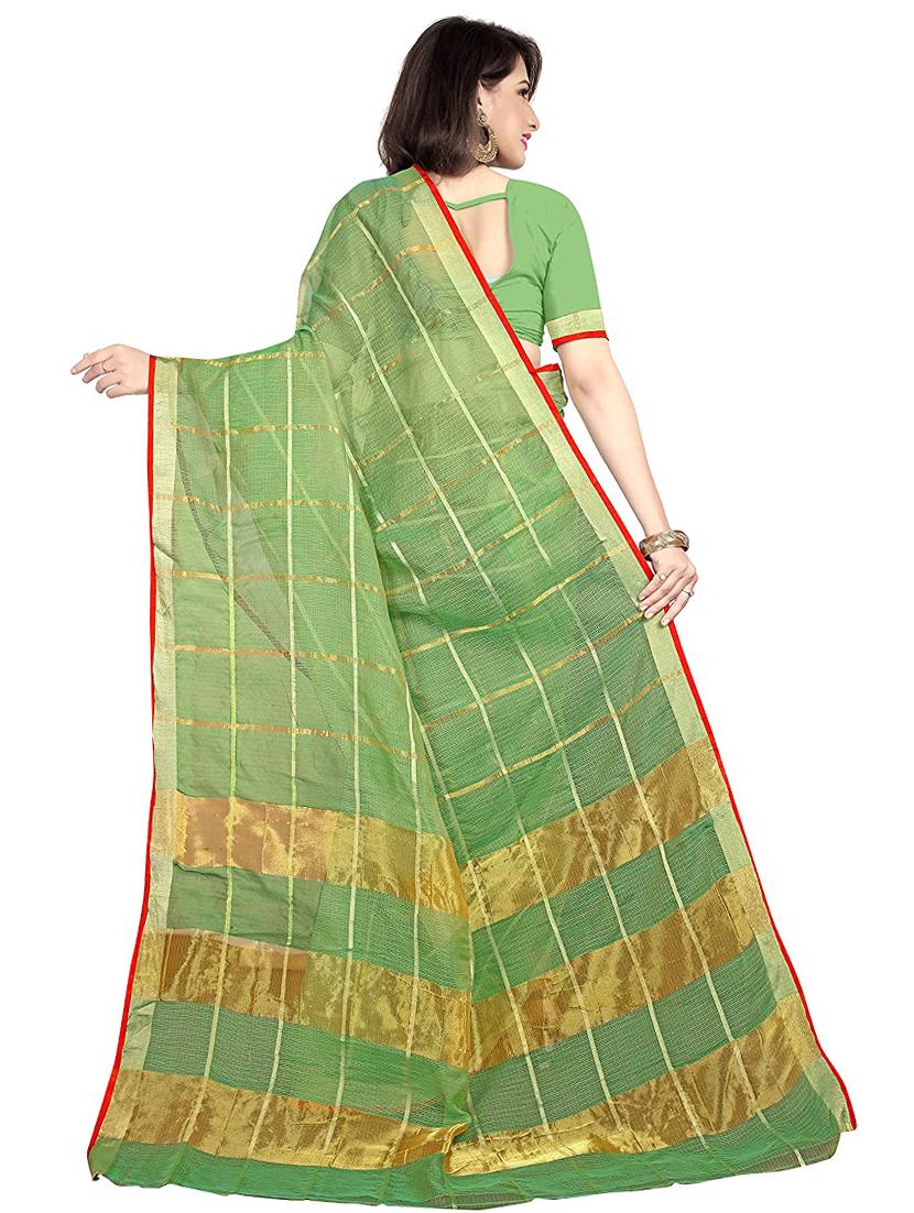 checkered kota doria saree with blouse - 17448720 - Zoom Image - 2