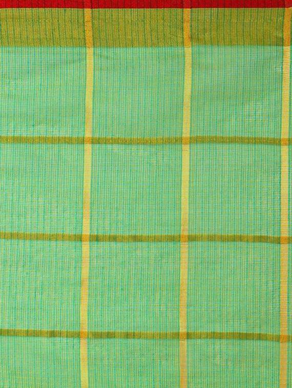 checkered kota doria saree with blouse - 17448720 - Zoom Image - 4