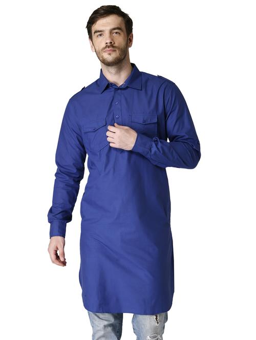 white solid pathani kurta - 17449047 - Standard Image - 1