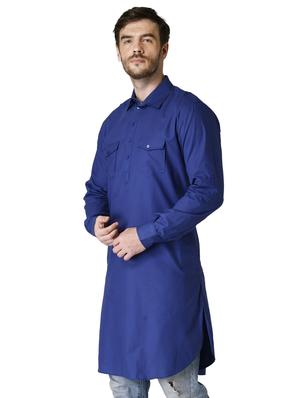 white solid pathani kurta - 17449047 - Standard Image - 2