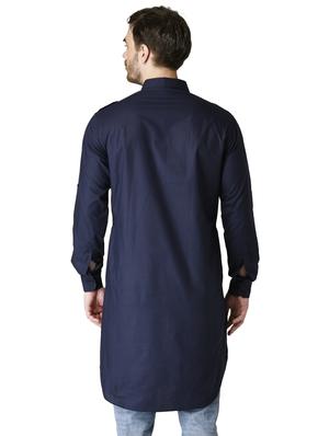 navy blue solid pathani kurta - 17449049 - Standard Image - 3