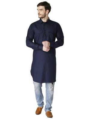 navy blue solid pathani kurta - 17449049 - Standard Image - 4